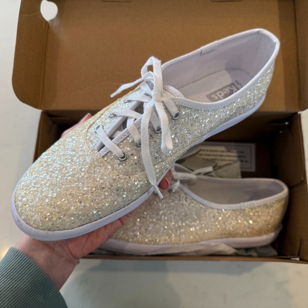 Keds Womens Champion Glitter Sneaker in 7.5